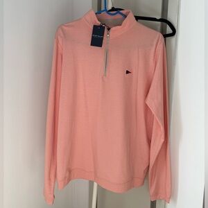 Peter Millar Coral Quarter-Zip Pullover, Westhampton Country Club, Size M